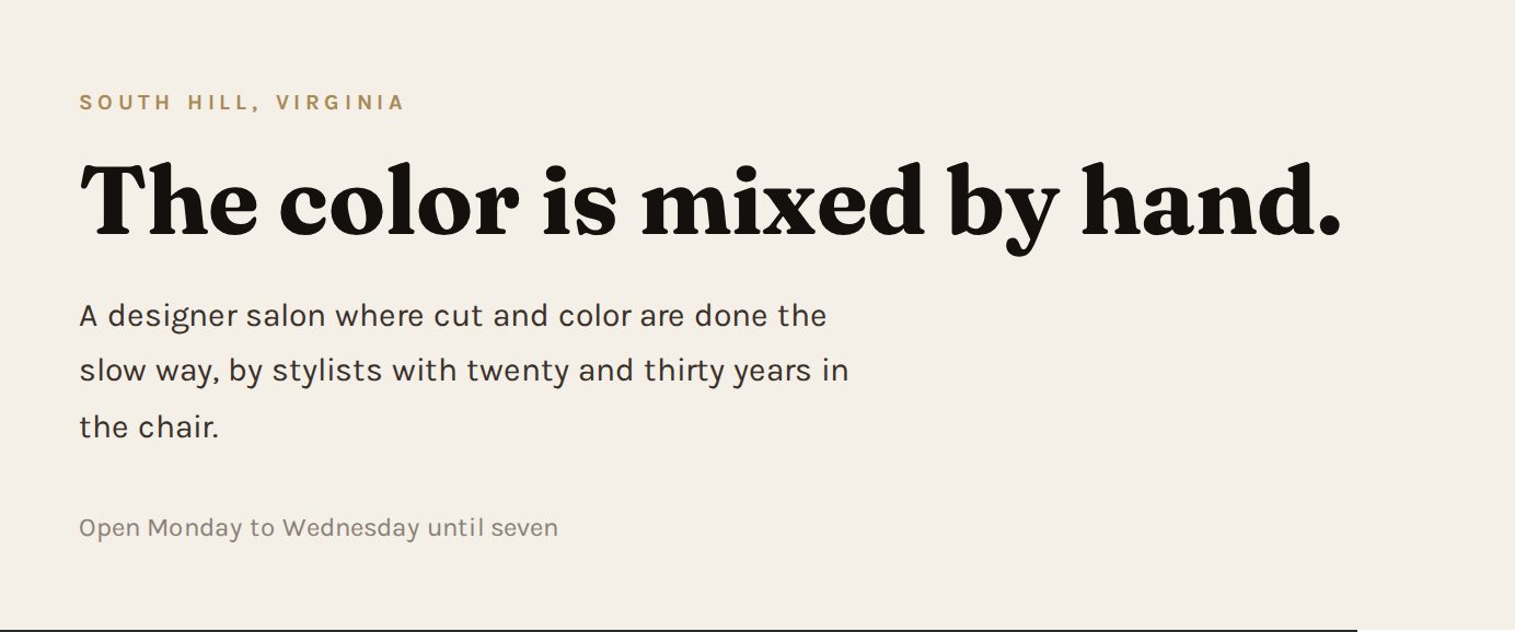 Two versions of the same five lines of text, one flat and one with strong size hierarchy
